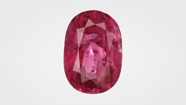 Figure 1. This 3.37 ct purplish red oval mixed cut was submitted as a ruby. Photo by Tony Leung Yik Hang. Figure 1. This 3.37 ct purplish red oval mixed cut was submitted as a ruby. Photo by Tony Leung Yik Hang.