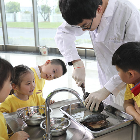Figure 19. Deqing County provides educational programs related to its freshwater pearl culturing industry, including the one shown here at the Osmun Pearl Museum. Courtesy of Zhejiang Osmun Group Co., Ltd.