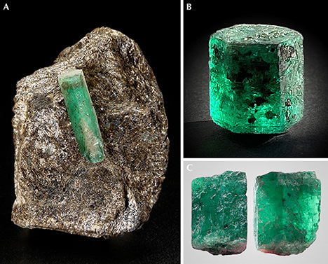 Emerald crystals from Habachtal Emerald crystals from Habachtal