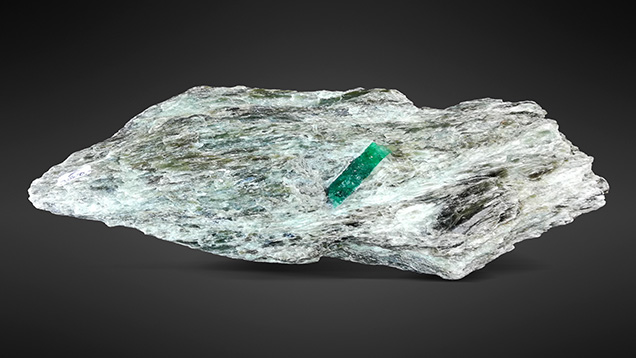Habachtal emerald on matrix of talc schist, mined in 2019 Habachtal emerald on matrix of talc schist, mined in 2019