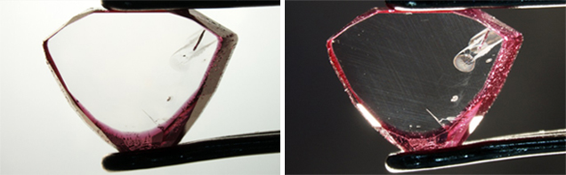 Synthetic Ruby Overgrowth on Natural Corundum Synthetic Ruby Overgrowth on Natural Corundum