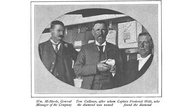 The individuals involved with the discovery of the Cullinan diamond in 1905. Taken from the American Magazine, (Vol. 63, No. 4, pp. 424-429, 1907). The individuals involved with the discovery of the Cullinan diamond in 1905. Taken from the American Magazine, (Vol. 63, No. 4, pp. 424-429, 1907).