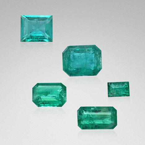 Faceted Habachtal emeralds from the H.A. Hänni collection at SSEF Faceted Habachtal emeralds from the H.A. Hänni collection at SSEF