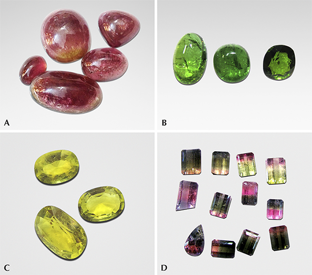Luc Yen tourmalines in a variety of colors Luc Yen tourmalines in a variety of colors