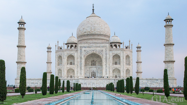 Taj Mahal front with reflecting pools 