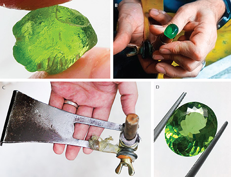 Use of the angoora to facet peridot Use of the angoora to facet peridot
