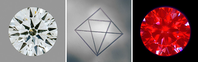 CVD-grown diamond with an internal inscription of the Lightbox logo