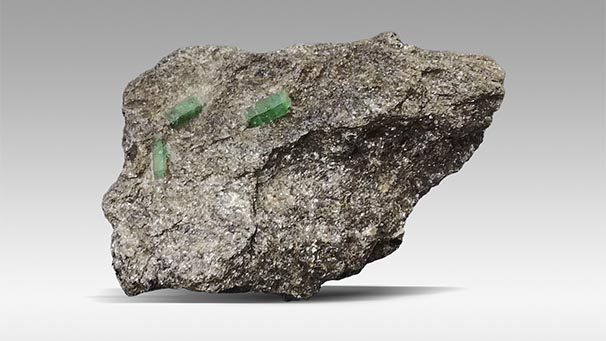 Emerald crystals in matrix from Habachtal Emerald crystals in matrix from Habachtal