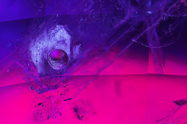 Drill hole in heated pink sapphire