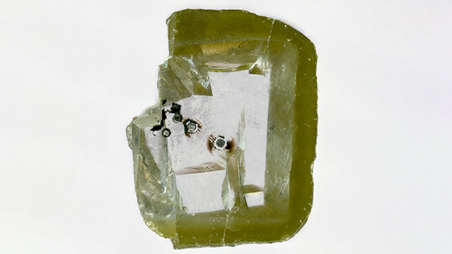 LA-ICP-MS analysis spots on the polished diamond slab containing davemaoite.