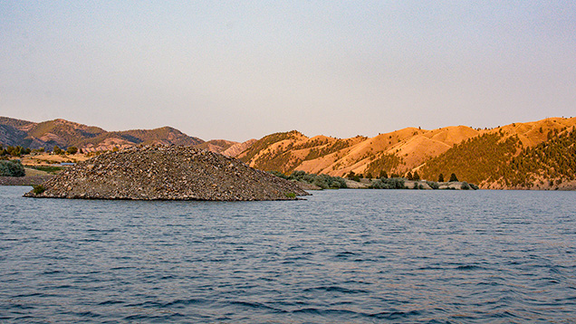 Pile of stones in river