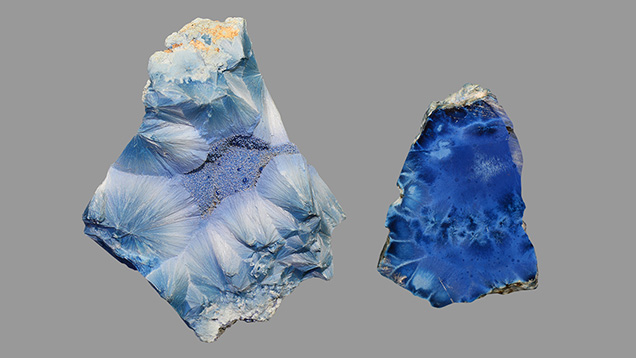 Two shattuckite specimens
