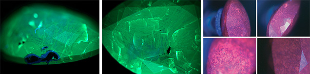 DiamondView of fluorescence in natural and NPD synthetic.