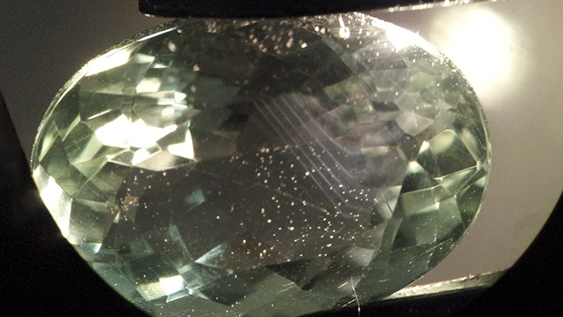 Prasiolite showing Brazil-law twinning