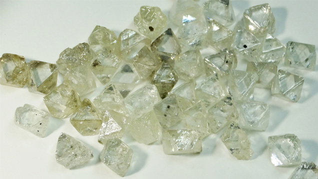 Rough diamonds still remain too costly to manufacture profitably, say dealers, putting pressure on the major producers. Photo by Russell Shor.