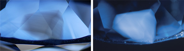 Beryllium traces under darkfield illumination and transmitted light