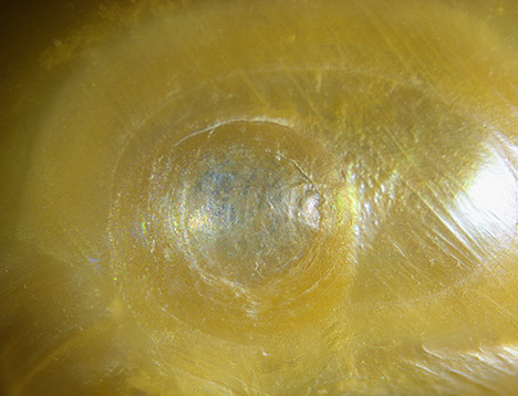 Figure 3. An area of underlying white color below the treated surface of one of the samples. Photomicrograph by Jayesh Surve; field of view 5.00 mm.
