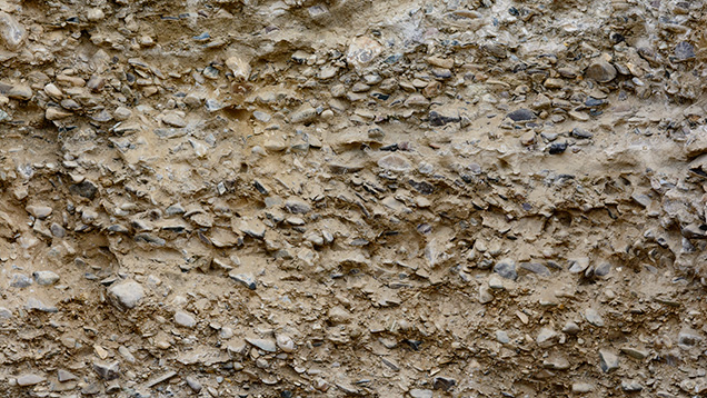 Close-up view of sapphire-bearing layer