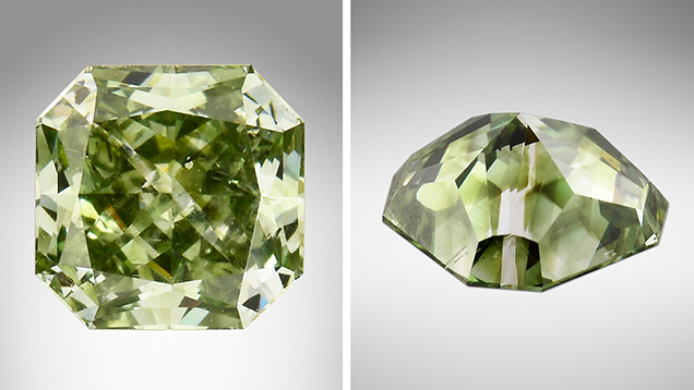 Green HPHT synthetic diamond.