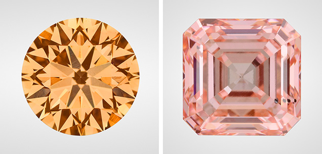These CVD-grown diamonds underwent multiple treatments to enhance their color.