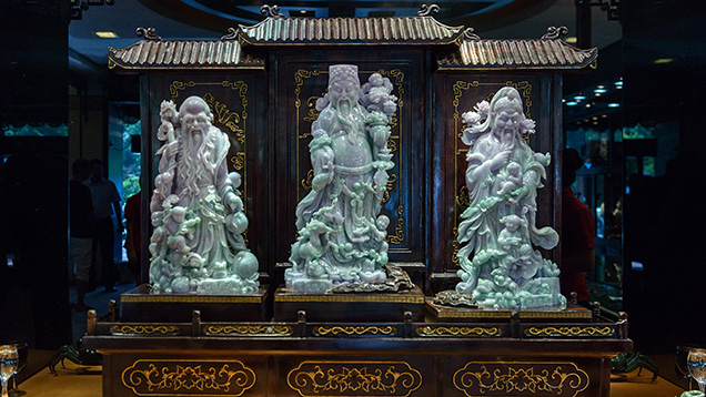 Carved jade statuettes