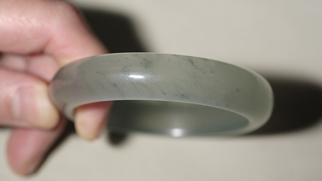 Bangle of polymer-impregnated aventurine quartz