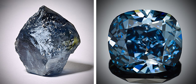 Blue Moon, rough and cut Blue Moon, rough and cut
