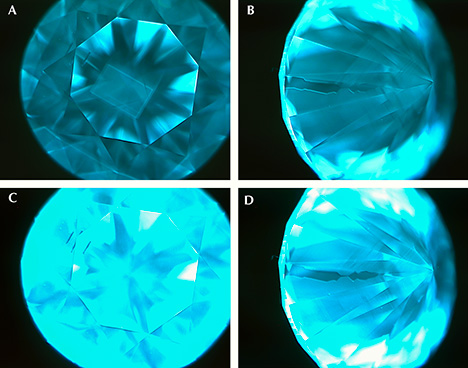 Three photomicrographs of HPHT synthetic diamonds Three photomicrographs of HPHT synthetic diamonds