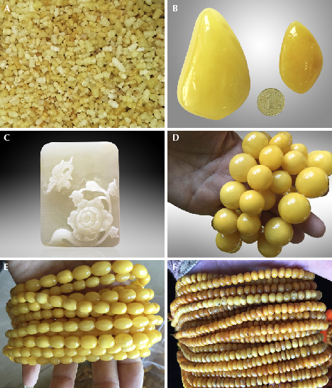 Various hydrothermally treated amber products Various hydrothermally treated amber products