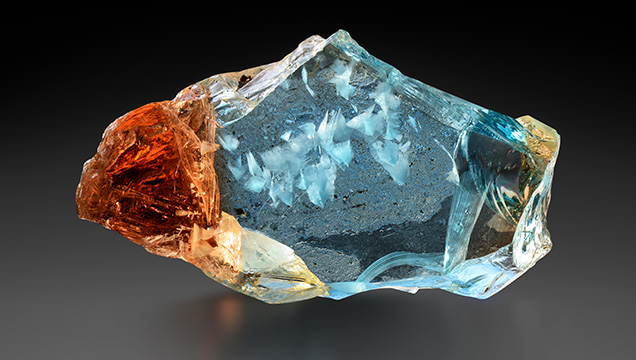 Bicolor topaz with white fluorite inclusions from Ukraine