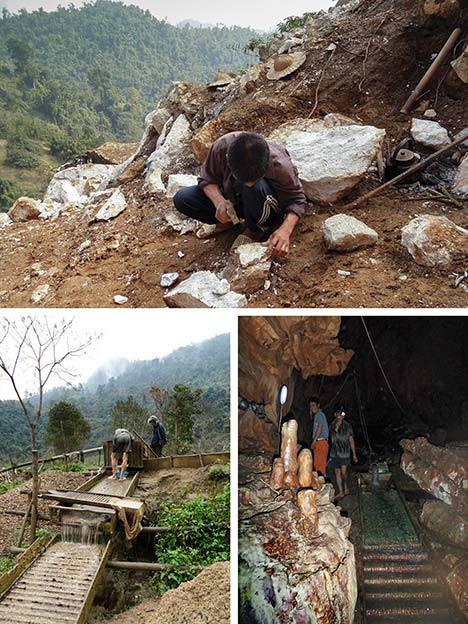 Mining of blue spinel at Luc Yen Mining of blue spinel at Luc Yen
