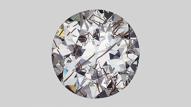 Type IIa diamond with etch channels caused by dissolution.