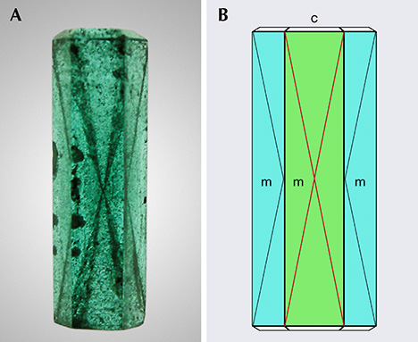Colombian emerald crystal with prismatic habit. Colombian emerald crystal with prismatic habit.