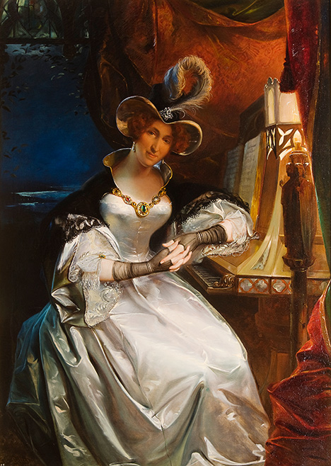 Cottreau’s 1834 portrait of Queen Hortense wearing the talisman. Cottreau’s 1834 portrait of Queen Hortense wearing the talisman.