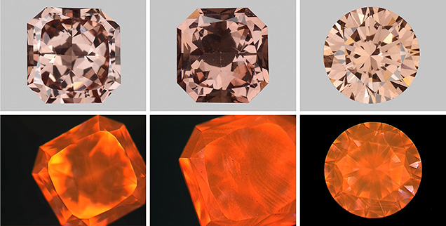 LPHT-annealed CVD synthetics with their DiamondView images LPHT-annealed CVD synthetics with their DiamondView images