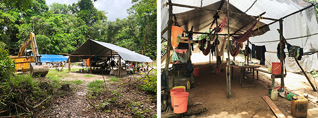 A campsite set up by artisanal miners in Guyana.