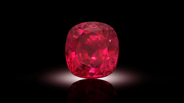 Figure 3. The Estrela de Fura, a 55.22 ct ruby from Mozambique, became the largest and highest-priced ruby ever sold at auction. Courtesy of Sotheby’s.