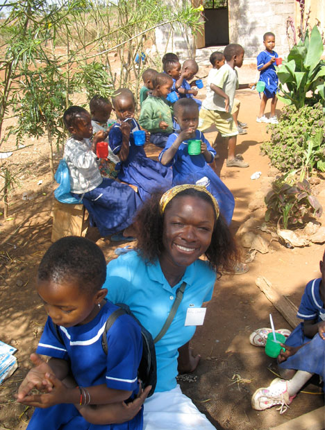 Alethe Fatherley took a three-week leave from her job with Lazare Kaplan International to teach Kindergarteners at Kilimahewa school in Moshi Town, Tanzania. Alethe Fatherley took a three-week leave from her job with Lazare Kaplan International to teach Kindergarteners at Kilimahewa school in Moshi Town, Tanzania.