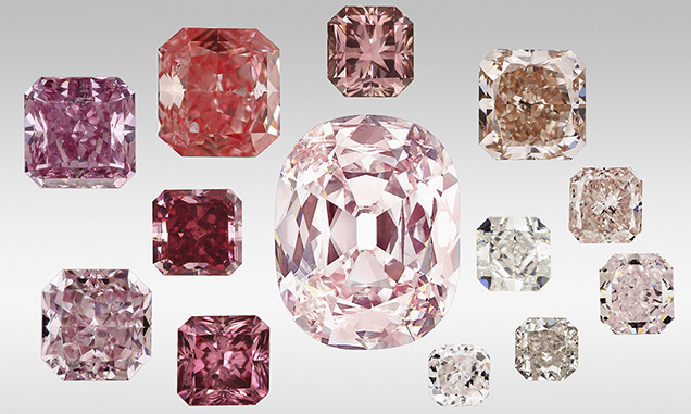 The diverse color range of pink diamonds The diverse color range of pink diamonds