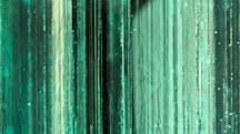 The effect of the pavilion facet edges on the dense tube inclusions in this Colombian emerald creates a scene reminiscent of a bamboo forest. Photomicrograph by Taku Okada; field of view 4.10 mm.