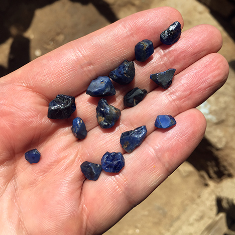 Rough sapphires from Chila, Ethiopia.
