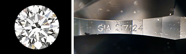 Synthetic diamond with fake GIA inscription.