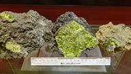 Vietnamese peridot nodules, rough stones, and faceted samples Vietnamese peridot nodules, rough stones, and faceted samples