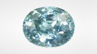 Long-wave UV exposure changes zircon’s color from medium light greenish blue (left) to very dark yellowish green (right). 